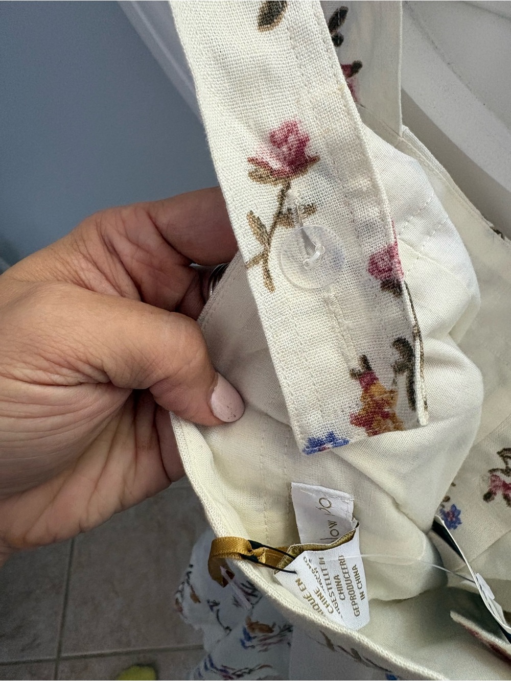 House of Harlow 1960 cream linen blend floral romper pearl embellished belt sz 4 - Picture 9 of 13